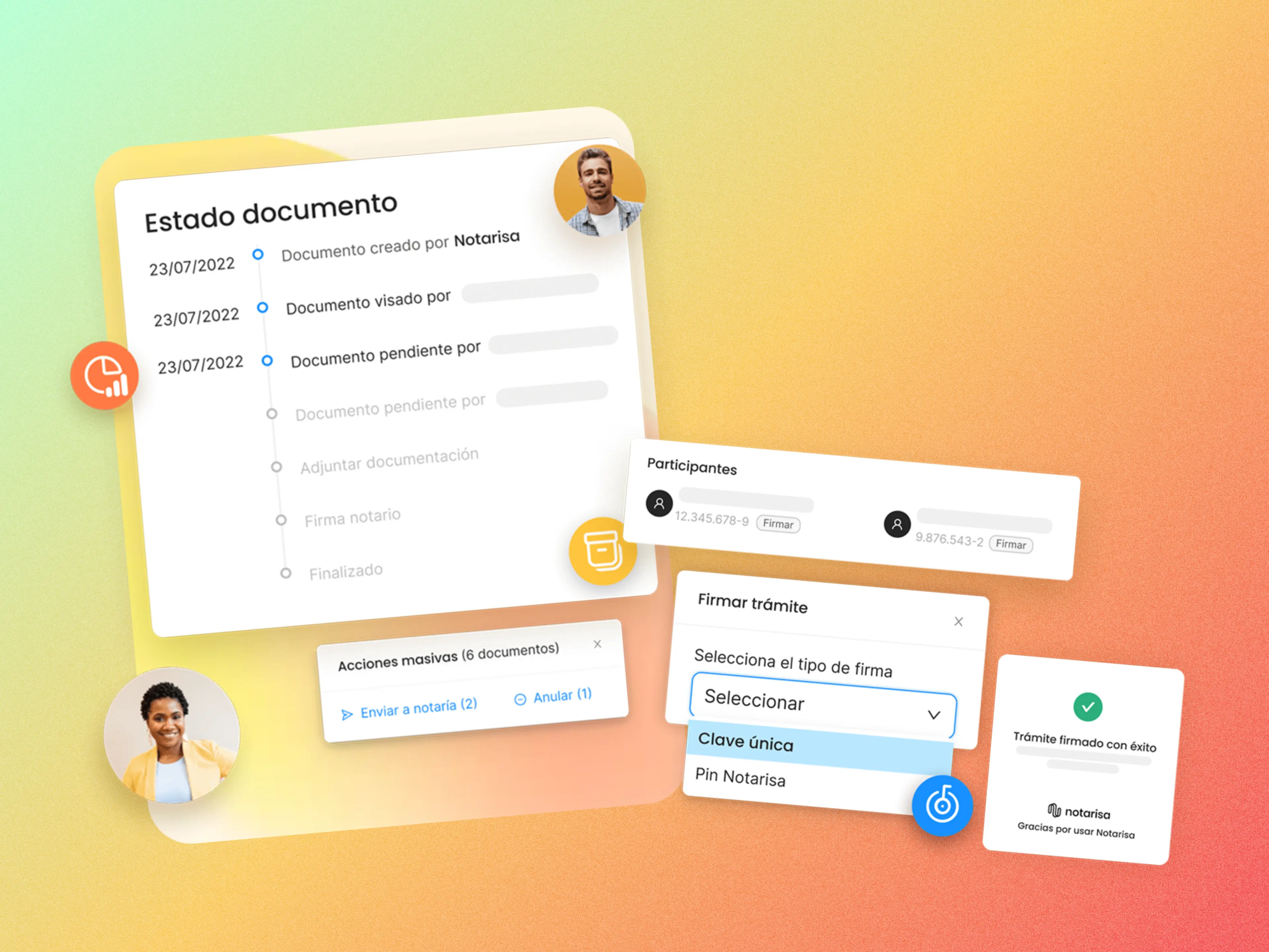 - Firma de Documentos Digitales autorizados por un notario